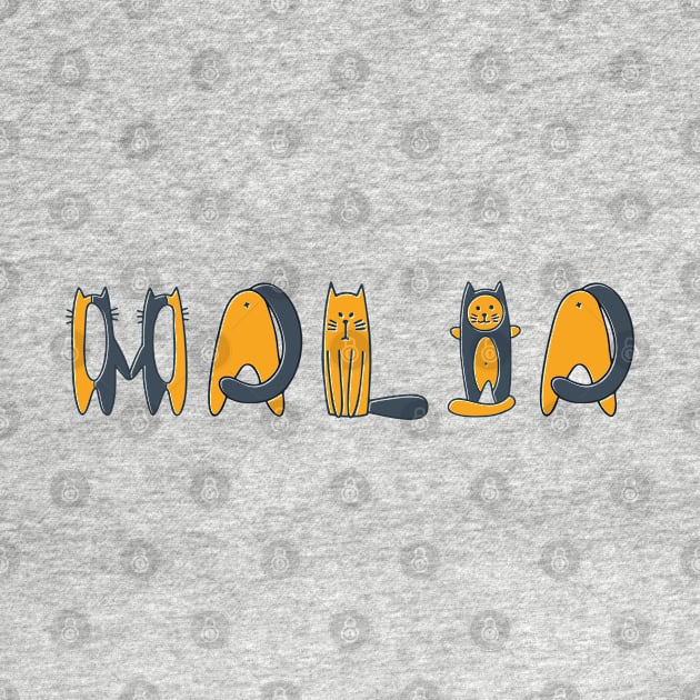 Malia | Girl Name | Cat Lover | Cat Illustration by LisaLiza